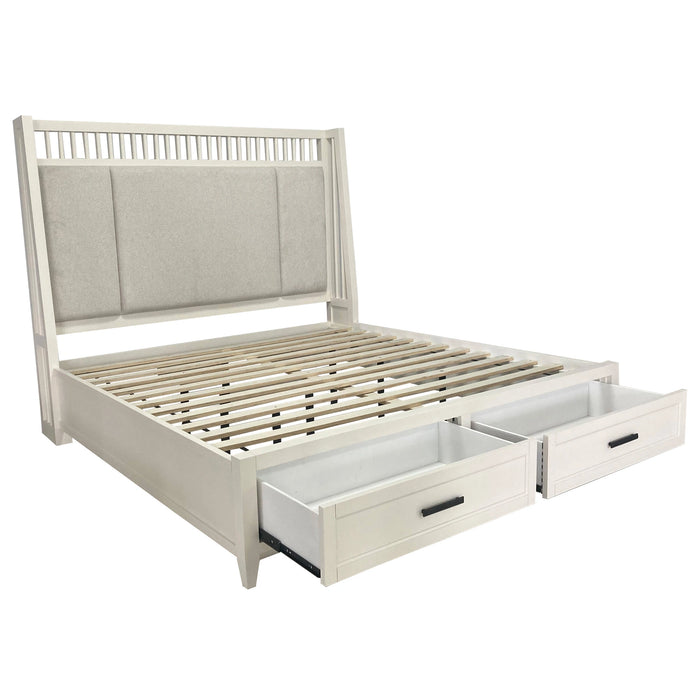 Parker House Americana Modern Bedroom Queen Shelter Bed 2 Nightstands Dresser with Mirror and Chest