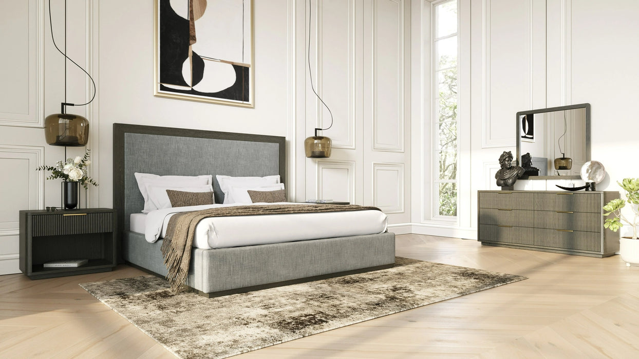 Santa Barbara + Santa Monica - Modern Grey Fabric + Grey Wash Bedroom Set