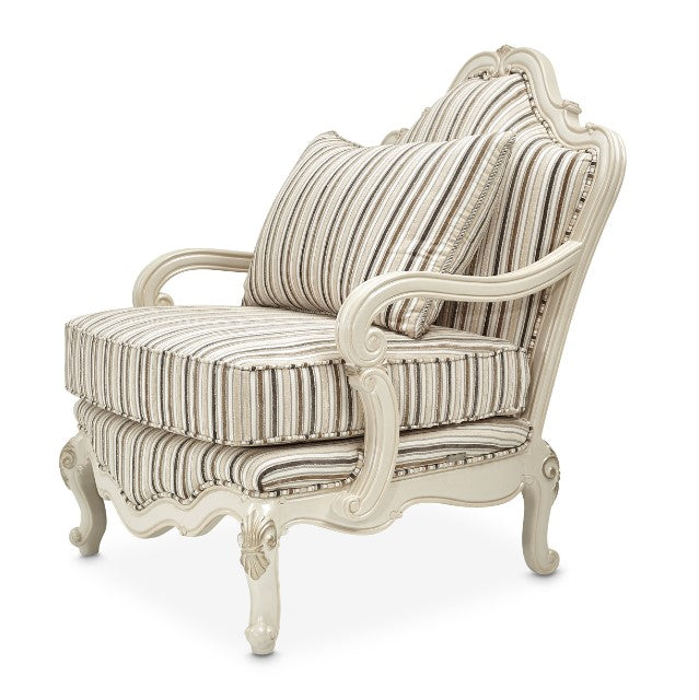 AICO Lavelle Bergere Wood Chair Birch in Classic Pearl - Visions in Furniture (La Mirada, CA)
