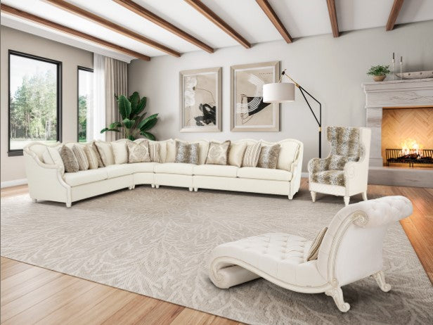 AICO Chamberi Chaise in Ivory Classic Pearl - Visions in Furniture (La Mirada, CA)