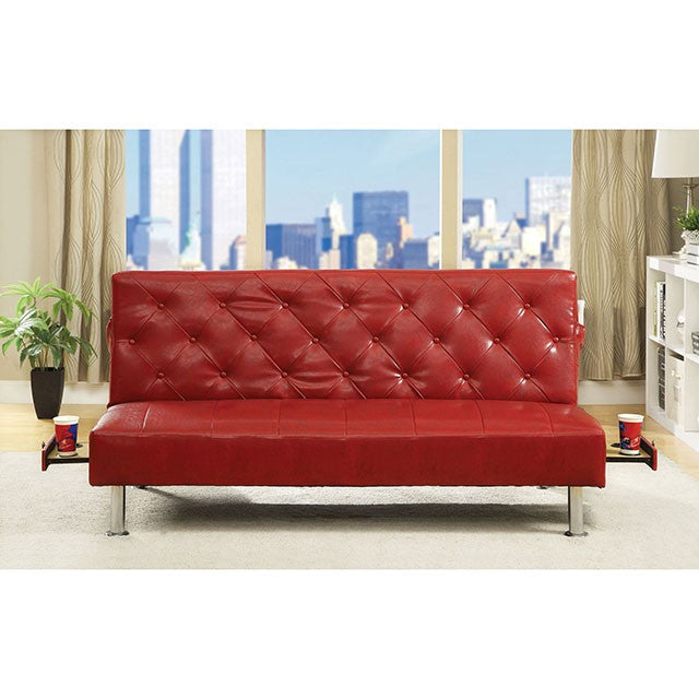 Farel Futon Sofa Red & White - Visions in Furniture (La Mirada, CA)