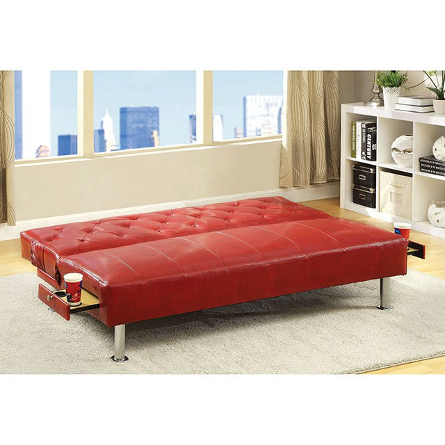 Farel Futon Sofa Red & White - Visions in Furniture (La Mirada, CA)