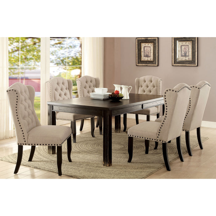 Sania 7 Pc Dining Table Set Black - Visions in Furniture (La Mirada, CA)