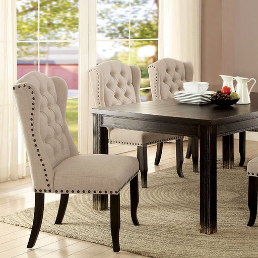 Sania 7 Pc Dining Table Set Black - Visions in Furniture (La Mirada, CA)