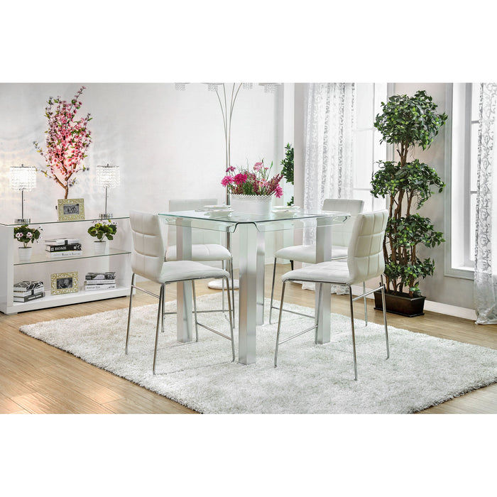 Richfield 5 Pc Counter Ht Table Set Silver - Visions in Furniture (La Mirada, CA)
