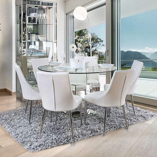Izzy 5 Pc Dining Table Set (White Chairs) - Visions in Furniture (La Mirada, CA)