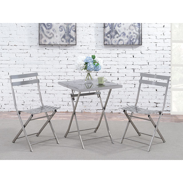 Lilah Stainless Folding Table - Visions in Furniture (La Mirada, CA)