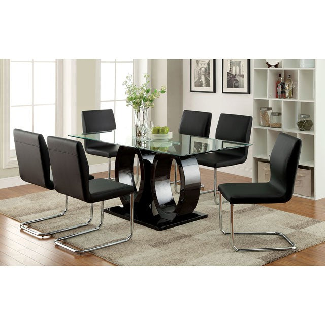 Lodia 7 Pc Dining Table Set Black - Visions in Furniture (La Mirada, CA)