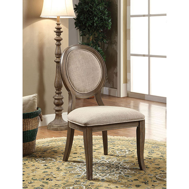 Kathryn Rustic Dark Oak/Beige Side Chair (2/CTN) - Visions in Furniture (La Mirada, CA)
