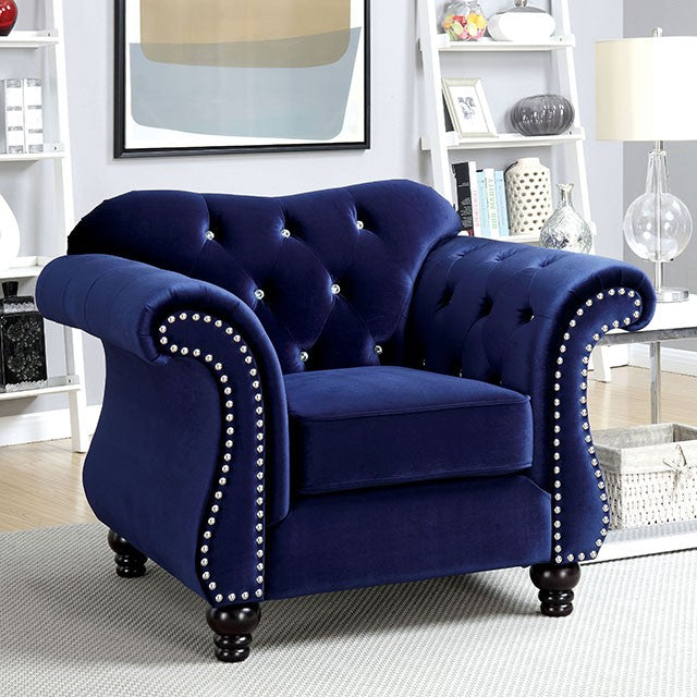 Jolanda Chair Blue & Grey - Visions in Furniture (La Mirada, CA)