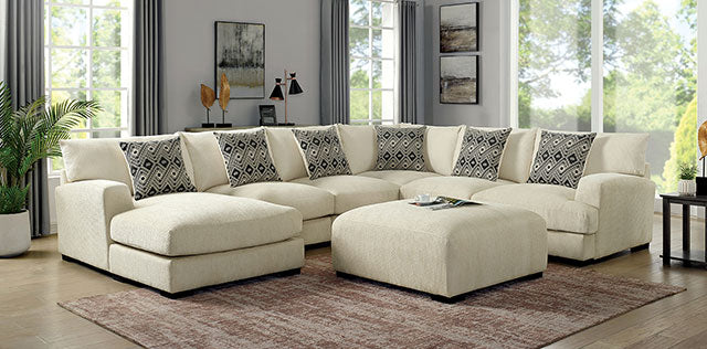 Kaylee U-Sectional w/ Left Chaise + Ottoman Beige - Visions in Furniture (La Mirada, CA)