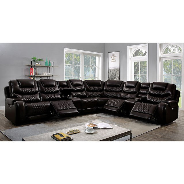 Mariah Power Sectional w/ Recliner Brown - Visions in Furniture (La Mirada, CA)