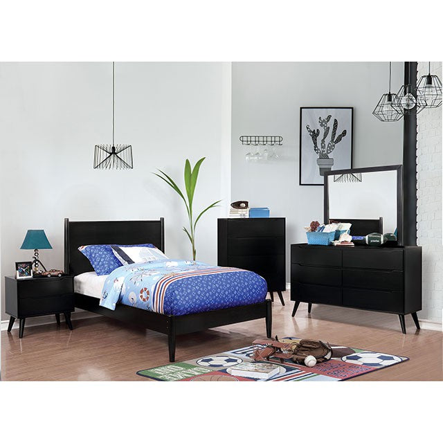 Lennart Bed Oak, Black, Gray, & White - Visions in Furniture (La Mirada, CA)