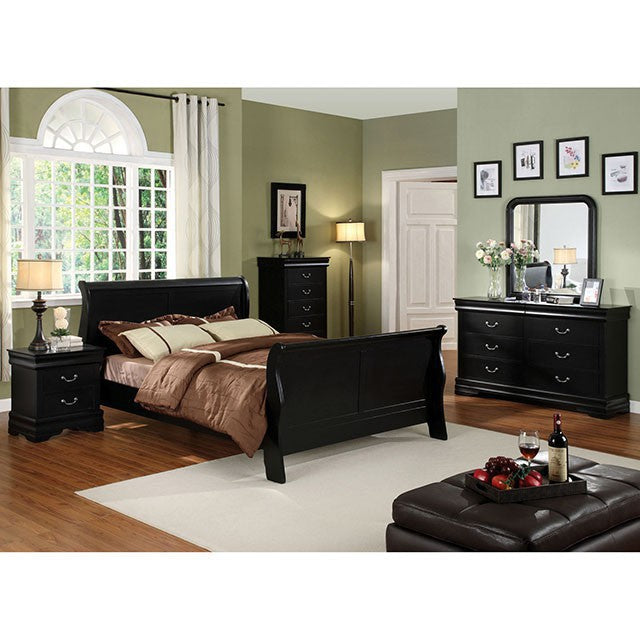 Louis Philippe Cal.King Bed Black & Grey - Visions in Furniture (La Mirada, CA)