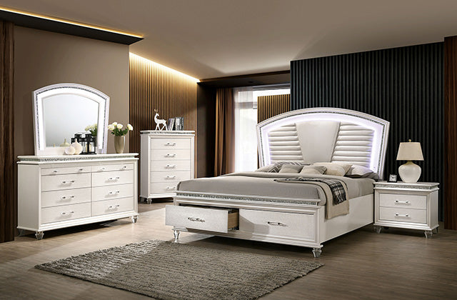 Maddie Bed White & Silver - Visions in Furniture (La Mirada, CA)