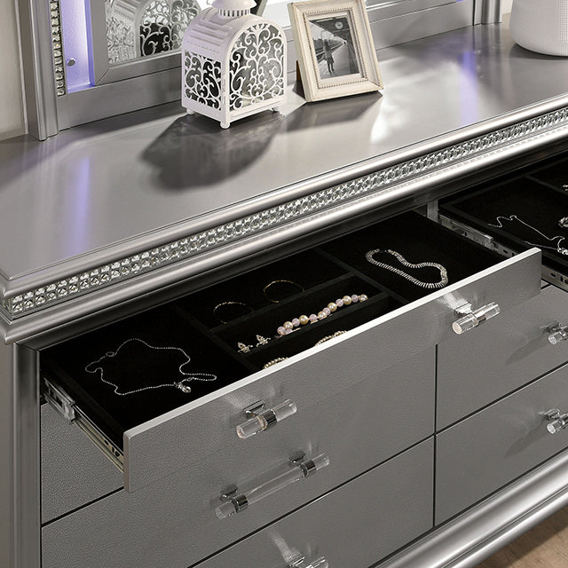Maddie Bed White & Silver - Visions in Furniture (La Mirada, CA)