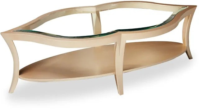 AICO Malibu Crest Cocktail Table w/Glass in Chardonnay - Visions in Furniture (La Mirada, CA)