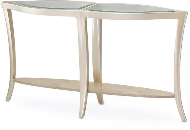 AICO Malibu Crest Console Table w/Glass in Chardonnay - Visions in Furniture (La Mirada, CA)