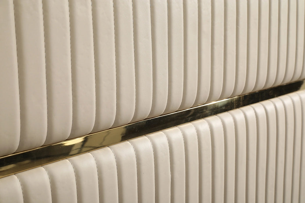 Sterling Modern Beige Bonded Leather & Gold Bed