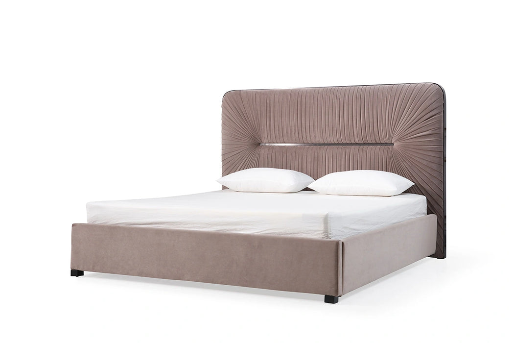 Duke Modern Grey Velvet & Black Gun Chrome 4-Piece Bedroom Set