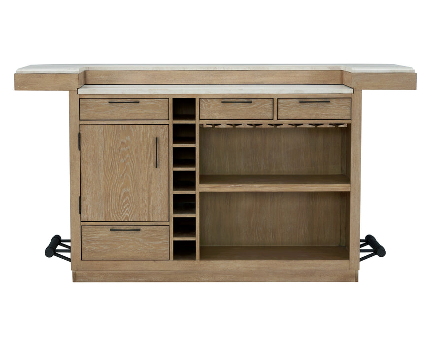 Parker House Escape - Dining 78 Inch Bar with 2 Upholstered Swivel Barstools