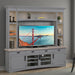 Parker House Americana Modern - Dove 92 In. TV Console with Hutch Back Panel and LED Lights