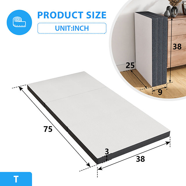 Hollyhock 3" Twin Tri-Fold Memory Foam Topper - Visions in Furniture (La Mirada, CA)