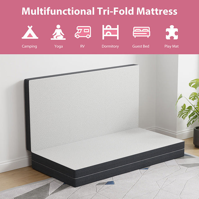 Hollyhock 4" Full Tri-Fold Memory Foam Topper - Visions in Furniture (La Mirada, CA)