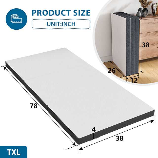 Hollyhock 4" Twin XL Tri-Fold Memory Foam Topper - Visions in Furniture (La Mirada, CA)