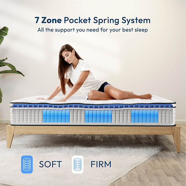 Salvia 12" Queen Hybrid Pocket Coil Mattress - Visions in Furniture (La Mirada, CA)
