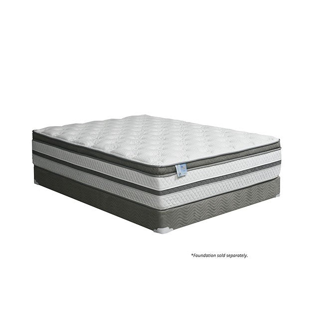 SIDDALEE White/Gray 16" Euro Pillow Top Mattress, Full - Visions in Furniture (La Mirada, CA)