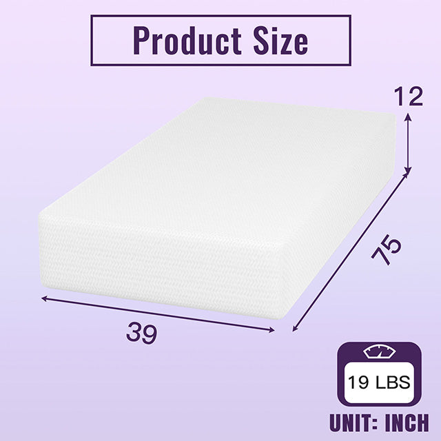 Nasturtium 12" Twin Bamboo Charcoal Infused Memory Foam - Visions in Furniture (La Mirada, CA)
