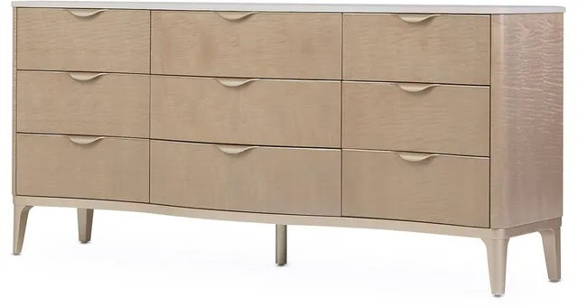 AICO Malibu Crest 9 Drawer Dresser in Blush - Visions in Furniture (La Mirada, CA)