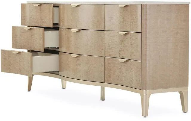 AICO Malibu Crest 9 Drawer Dresser in Blush - Visions in Furniture (La Mirada, CA)