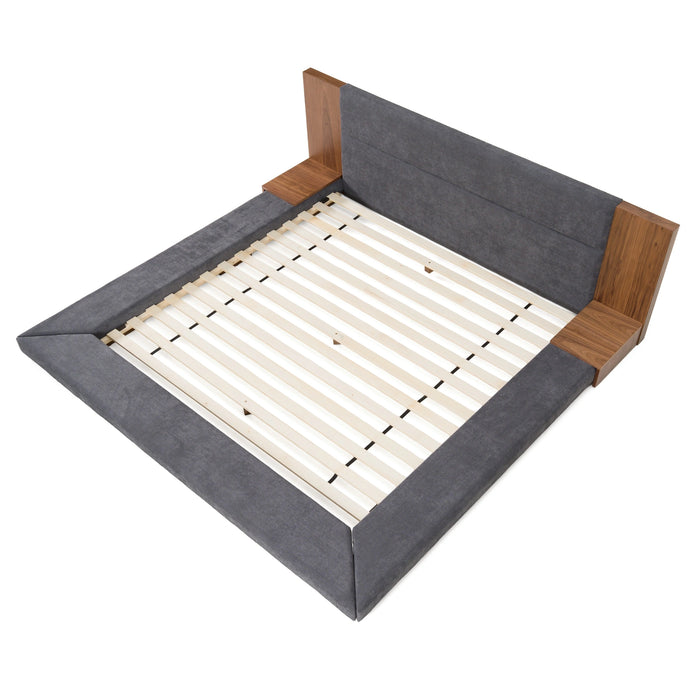 Jagger Modern Dark Grey & Walnut Bed