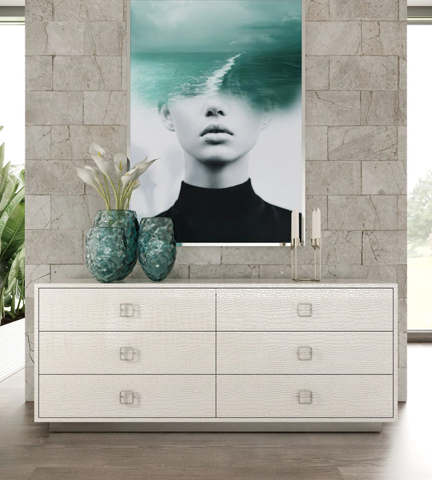 Ovidius + Victoria - Modern White Crocodile Lacquer Bedroom Set