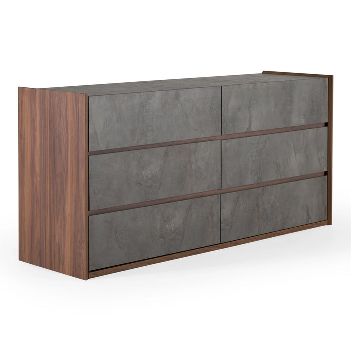 Lamont + Rado - Modern Beige Fabric + Walnut 4-Piece Bedroom Set