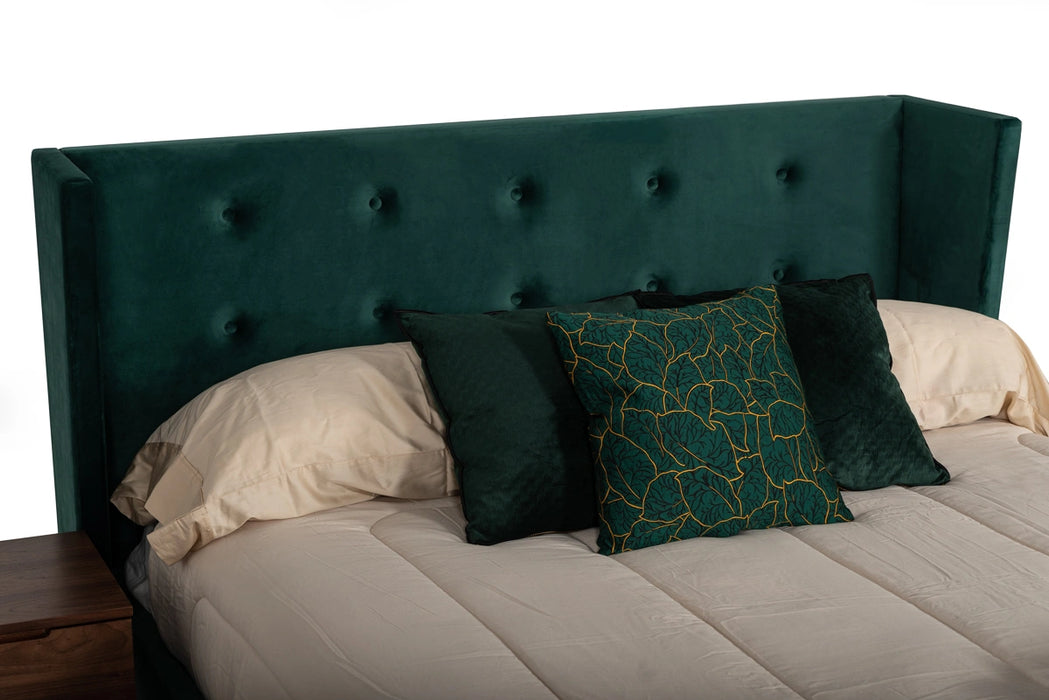 Durango Modern Green Fabric & Walnut Bed
