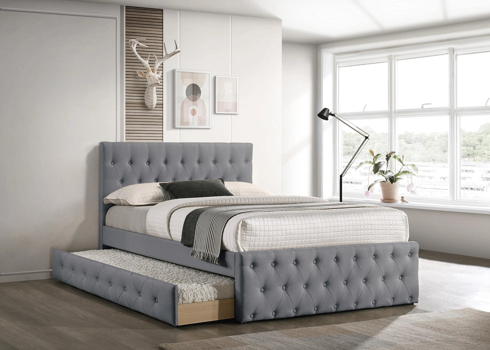 Liihcc Twin Bed W/Trundle-Light Grey Burlap in Light Grey / Na