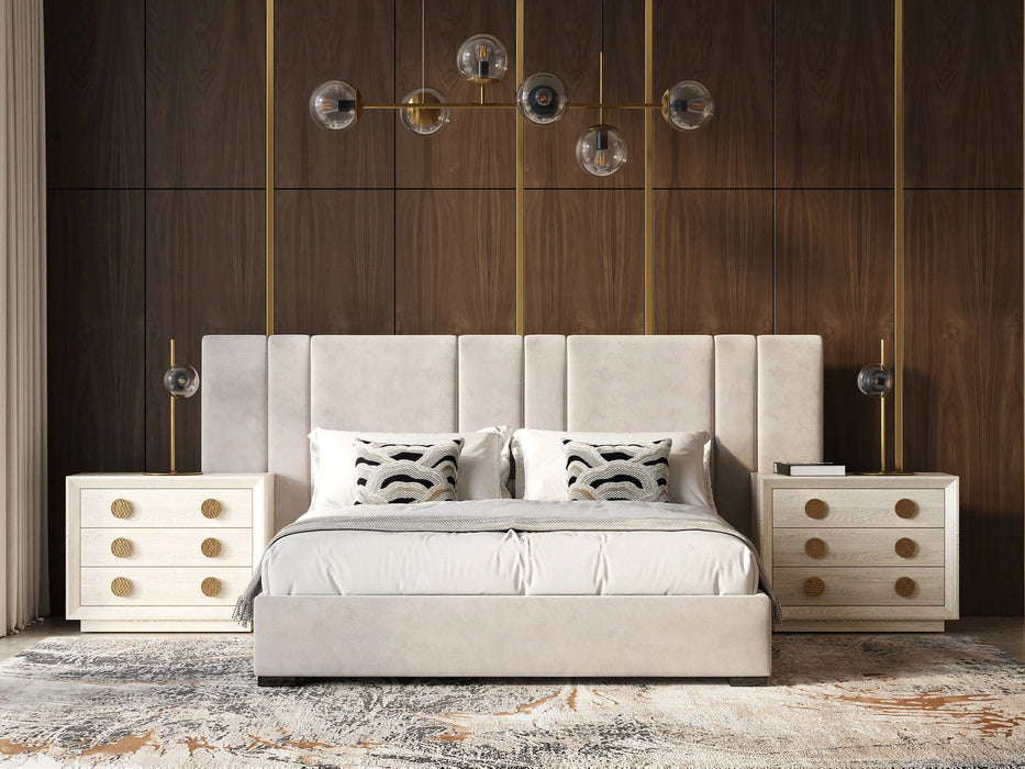 Penelope - Modern Beige Velvet Bed
