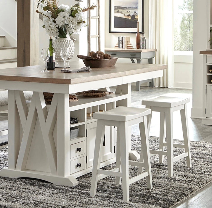 Parker House Americana Modern Dining 72 inch Island Counter Height Extendable Dining Table