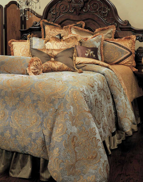 AICO Elizabeth13-pc King Comforter Set in Aqua - Visions in Furniture (La Mirada, CA)