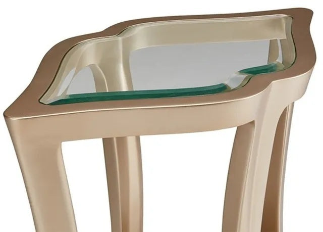 AICO Malibu Crest End Table w/Glass in Chardonnay - Visions in Furniture (La Mirada, CA)