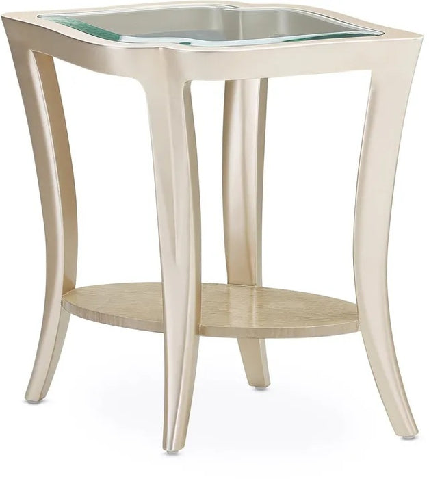 AICO Malibu Crest End Table w/Glass in Chardonnay - Visions in Furniture (La Mirada, CA)