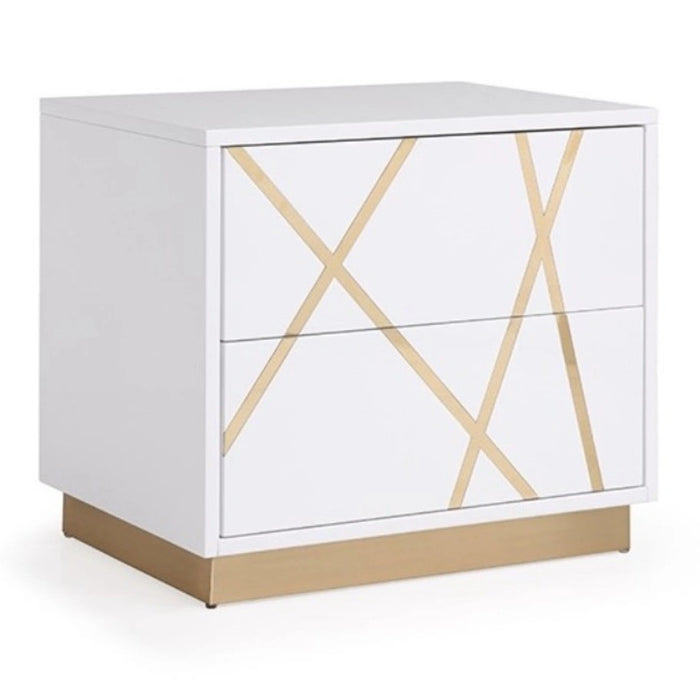 Nixa - Modern White + Gold 4-Piece Bedroom Set
