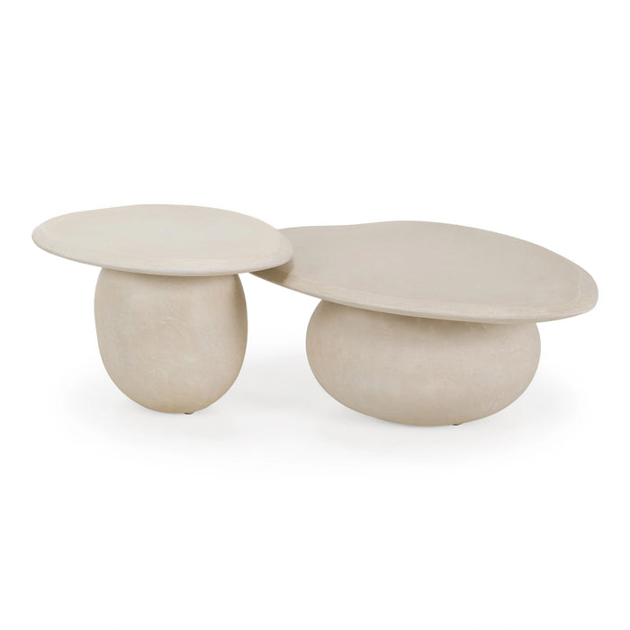 Kalvin - Modern Beige Fiberform Nesting Coffee Table Set