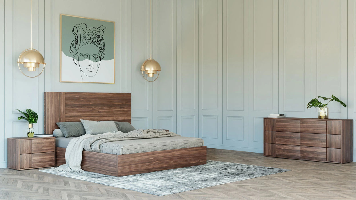 Asus - Italian Modern Walnut 4-Piece Bedroom Set
