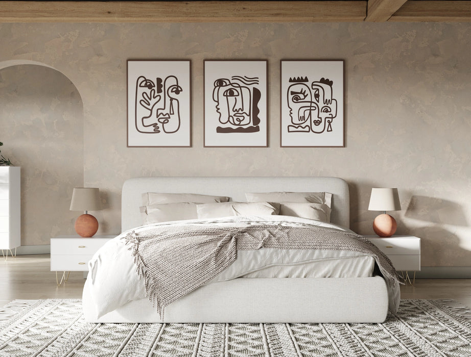 Liam - Modern Ivory Fabric Upholstered Bed