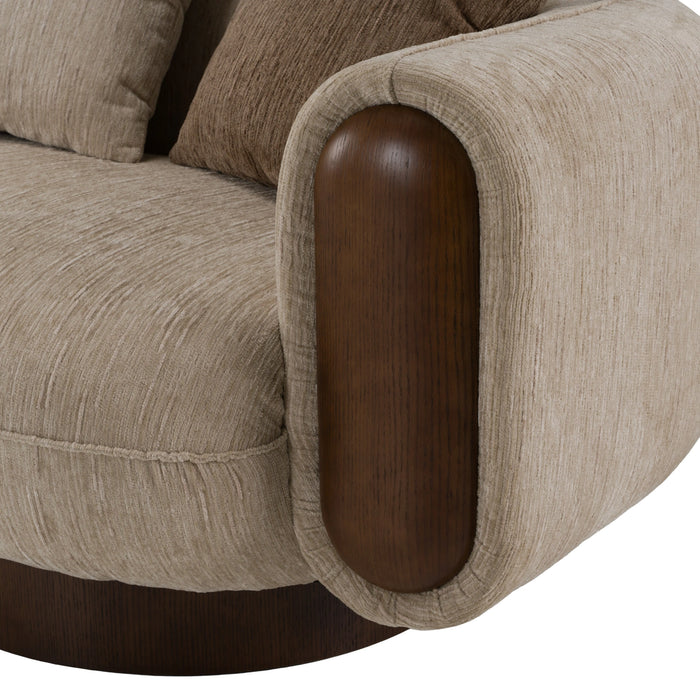 Kiran - Modern Beige + Brown Fabric Sofa