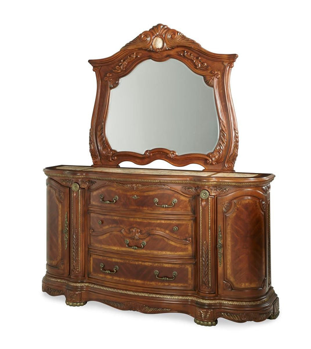 AICO Cortina Dresser in Honey Walnut - Visions in Furniture (La Mirada, CA)